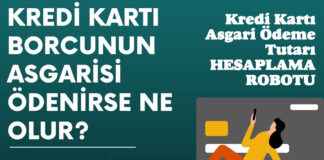 Kredi Kartı Asgari Ödeme Tutarı ve Faiz Oranları Hesaplama Robotu ve Rehberi Kredi Kartı Asgari Ödeme Tutarı ve Faiz Oranları Rehberi